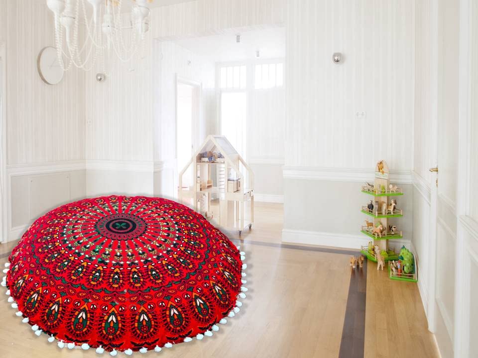 My Dream Carts 22 Inch Floor Pillows Cover Only Cushion Cover Pouf Case Bohemian Yoga Seat Case Playing Kids Seating Home Decor